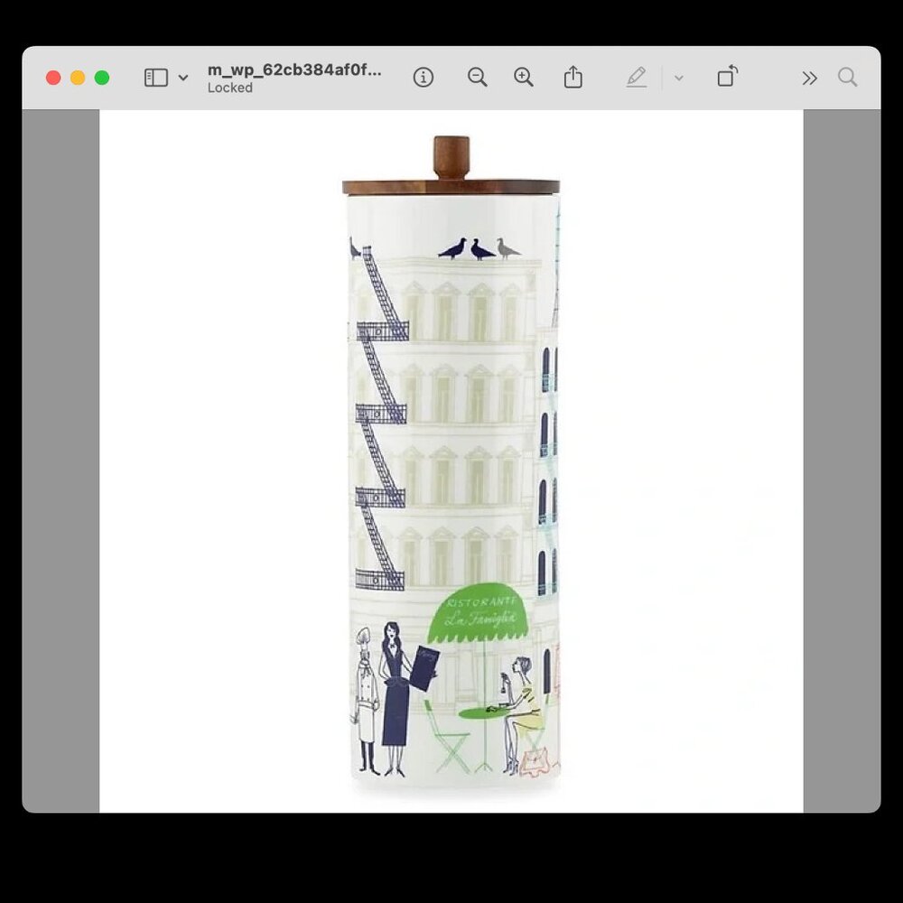 Kate Spade Lenox Hopscotch Drive About Town Tall Canister Wooden lid *LIKE NEW*